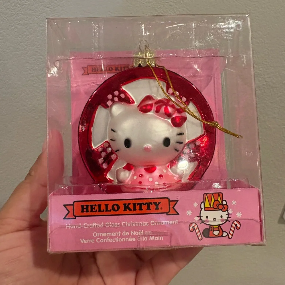 Kurt Adler Hello Kitty Hand-Crafted Glass Christmas Ornament New in Box